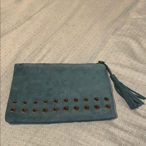 Jcrew suede clutch with rose gold rivets